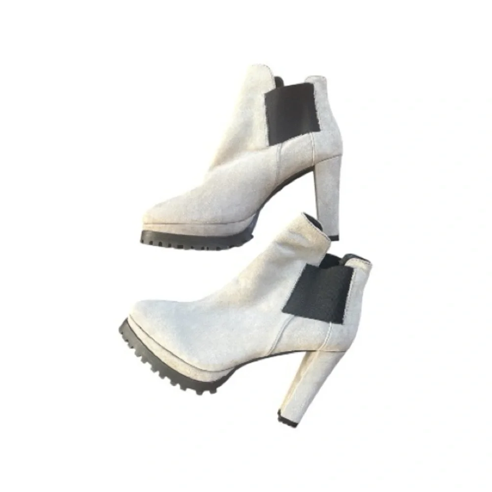 All Saints Suede Taupe Heeled Boots - Picture 6 of 7